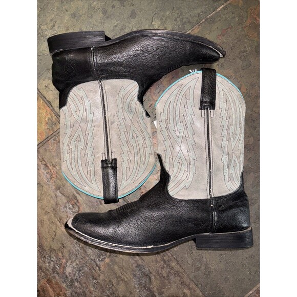 Ariat Embroidered Shaft Western Boots Kids 4 M Unrivaled Relentless Leather - Picture 2 of 13